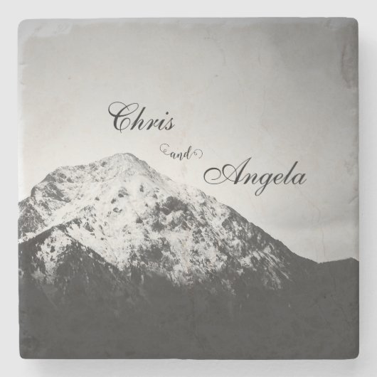 Schwarz-Weiß-Hochzeit unter den Bergen Steinuntersetzer (Vorderseite)