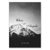 Schwarz-Weiß-Hochzeit unter den Bergen Tischnummer (Rückseite)