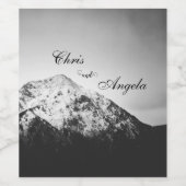 Schwarz-Weiß-Hochzeit unter den Bergen Weinetikett (Einzelnes Label)