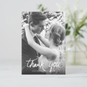 Schwarz-Weiß-Hochzeit von Hand Dankeskarte (Stehend Vorderseite)