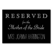 Schwarz-Weiß-Hochzeit vorbehaltenes Zeichen Tischnummer (Vorderseite)