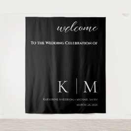 Schwarz-Weiß-Hochzeit- Wandteppich