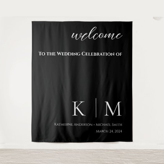 Schwarz-Weiß-Hochzeit- Wandteppich (Vorderseite)