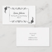 Schwarz-Weiß-Hochzeitfotograf/Planer Visitenkarte (Vorne/Hinten)