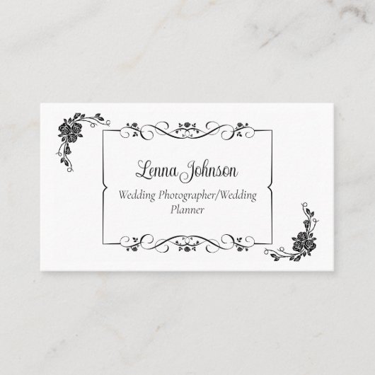 Schwarz-Weiß-Hochzeitfotograf/Planer Visitenkarte (Vorderseite)