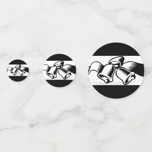 Schwarz-Weiß-Hochzeitglocken Konfetti (Rückseiten)