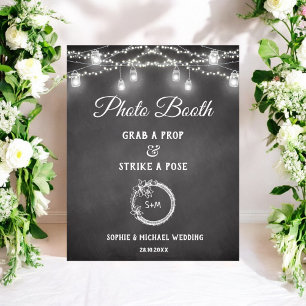 Schwarz Weiß Hochzeits-Fotobooth-Schild Poster