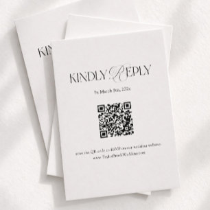 Schwarz-Weiß-Hochzeits-RSVP-Qr-Code Begleitkarte