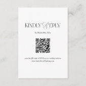 Schwarz-Weiß-Hochzeits-RSVP-Qr-Code Begleitkarte (Vorderseite)
