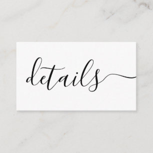 Schwarz-Weiß-Hochzeitsdetails Begleitkarte