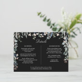 Schwarz-Weiß-Hochzeitsdetails Einladung (Stehend Vorderseite)