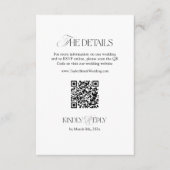 Schwarz-Weiß-Hochzeitsdetails QR-Code Begleitkarte (Vorderseite)