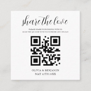 Schwarz-Weiß-Hochzeitsdienstleister QR-Code-Schild Begleitkarte