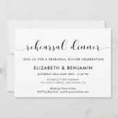 Schwarz-Weiß-Hochzeitsdinner Probe Einladung (Vorderseite)