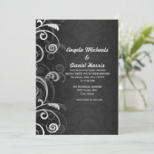Schwarz-Weiß-Hochzeitseinladungen Einladung (Stehend Vorderseite)