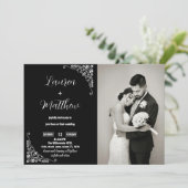 Schwarz-Weiß-Hochzeitseinladungen mit Foto Einladung (Stehend Vorderseite)