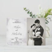 Schwarz-Weiß-Hochzeitseinladungen mit Foto Einladung (Stehend Vorderseite)