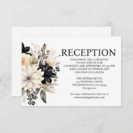 Schwarz-Weiß-Hochzeitsempfangskarte Begleitkarte