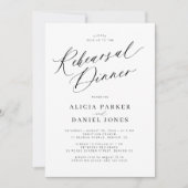 Schwarz-Weiß-Hochzeitsessen Probe Einladung (Vorderseite)