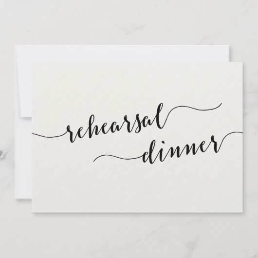 Schwarz-Weiß-Hochzeitsessen Probe lädt ein Einladung (Vorderseite)