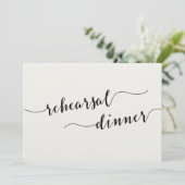 Schwarz-Weiß-Hochzeitsessen Probe lädt ein Einladung (Stehend Vorderseite)