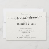 Schwarz-Weiß-Hochzeitsessen Probe lädt ein Einladung (Rückseite)