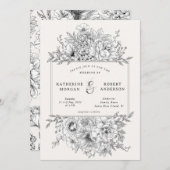 Schwarz-Weiß-Hochzeitsfeier Einladung (Vorne/Hinten)