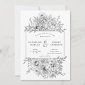 Schwarz-Weiß-Hochzeitsfeier Einladung (Vorderseite)