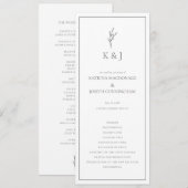 Schwarz-Weiß-Hochzeitsfeier Minimalistisches Elega Programm (Vorne/Hinten)