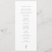 Schwarz-Weiß-Hochzeitsfeier Minimalistisches Elega Programm (Rückseite)