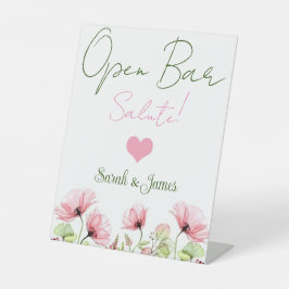 Schwarz-Weiß-Hochzeitsfeier mit offenen Bar Sockelschild