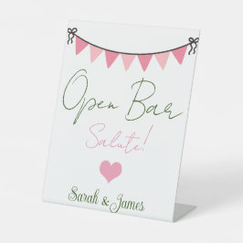 Schwarz-Weiß-Hochzeitsfeier mit offenen Bar Sockelschild