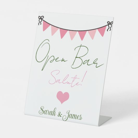 Schwarz-Weiß-Hochzeitsfeier mit offenen Bar Sockelschild (Vorderseite)