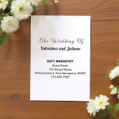 Schwarz-Weiß-Hochzeitsgeschenk-Registrierungs-Port Begleitkarte