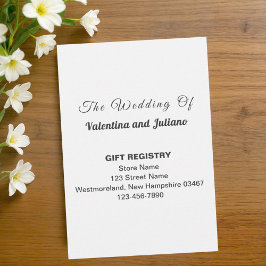 Schwarz-Weiß-Hochzeitsgeschenk-Registrierungs-Port Begleitkarte