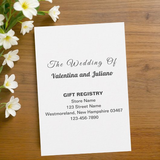 Schwarz-Weiß-Hochzeitsgeschenk-Registrierungs-Port Begleitkarte