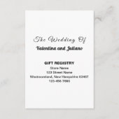 Schwarz-Weiß-Hochzeitsgeschenk-Registrierungs-Port Begleitkarte (Vorderseite)