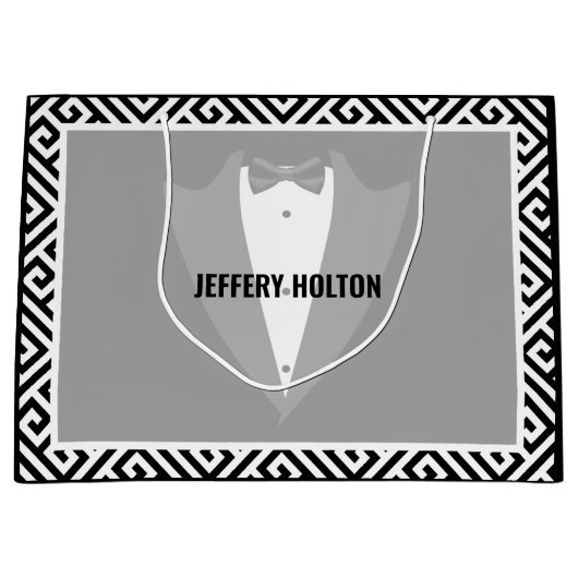 Schwarz-Weiß-Hochzeitsgeschenktasche Große Geschenktüte (Vorderseite)