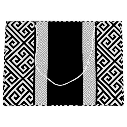 Schwarz-Weiß-Hochzeitsgeschenktasche Große Geschenktüte (Vorderseite)