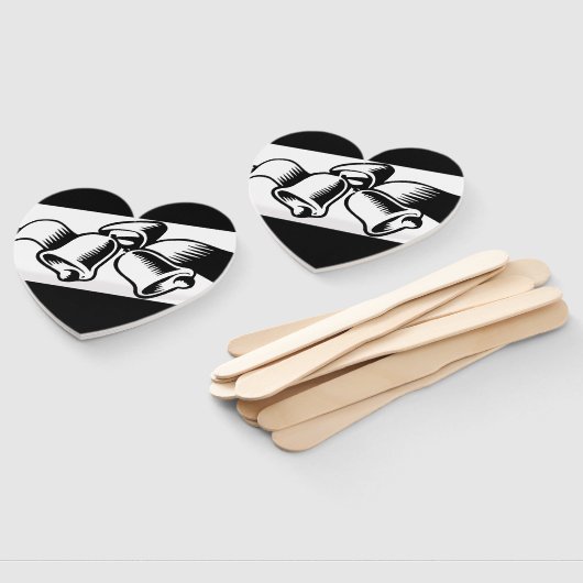 Schwarz-Weiß-Hochzeitsglocken Hand Fan Fächer (Non-assembled)