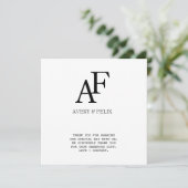 Schwarz-Weiß-Hochzeitshauptgast Dankeskarte (Stehend Vorderseite)