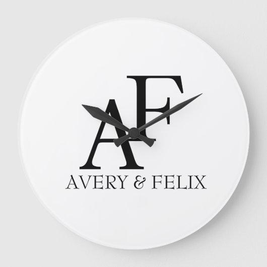 Schwarz-Weiß-Hochzeitshauptgast Große Wanduhr (Vorderseite)