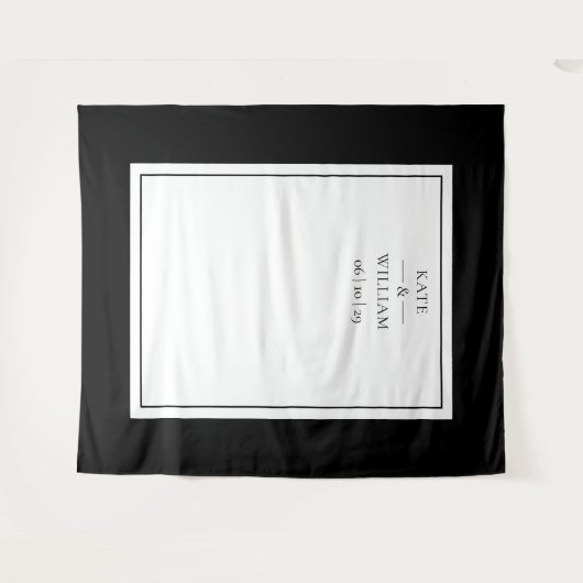 Schwarz-Weiß-Hochzeitskabine im Hintergrund Wandteppich (Vorderseite (Horizontal))