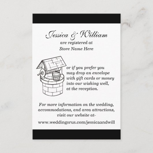 Schwarz-Weiß-Hochzeitskarte Begleitkarte (Vorderseite)