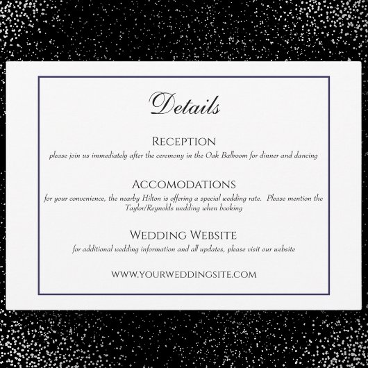 Schwarz-Weiß-Hochzeitskarte Begleitkarte