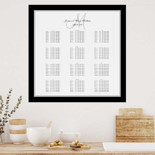 Schwarz-Weiß-Hochzeitskarte für 240 Poster (Küche)