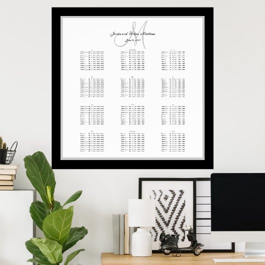 Schwarz-Weiß-Hochzeitskarte für 240 Poster (Heimbüro)