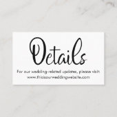 Schwarz-Weiß-Hochzeitskarte Save the Date Visitenkarte (Rückseite)