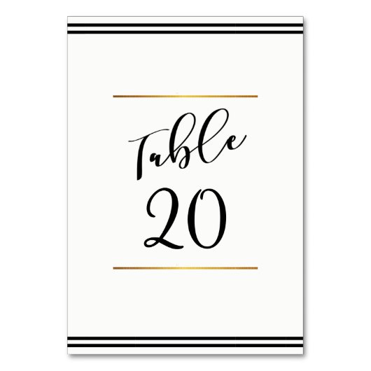 Schwarz-Weiß-Hochzeitskarte Tischnummer (Vorderseite)