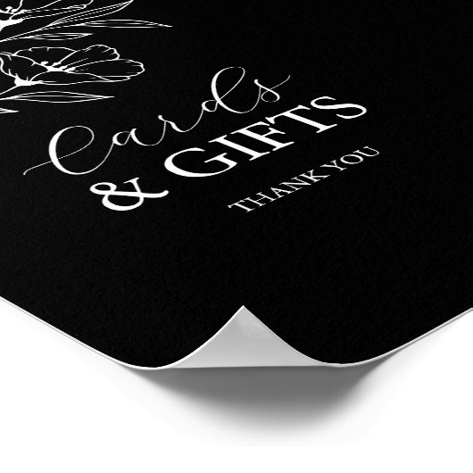 Schwarz-Weiß-Hochzeitskarten und Geschenke Poster (Ecke)